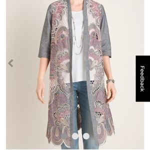 Chico's Embroidered Floral Kimono Jacket
